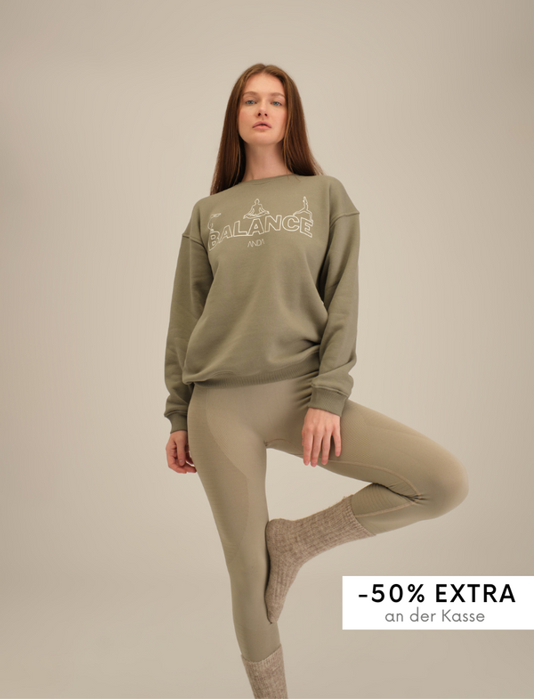 Oversize Sweatshirt mit Balance Druck - Khaki