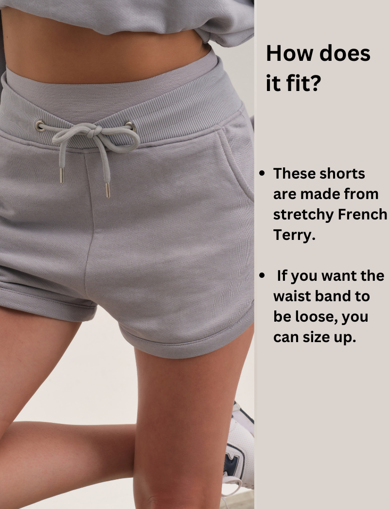 French Terry Shorts with Elastic Band - Grey