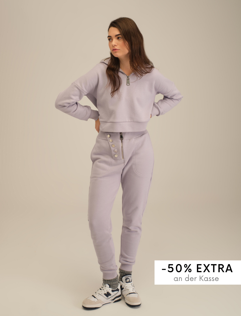 Joggers with Zip Detail - Lilac