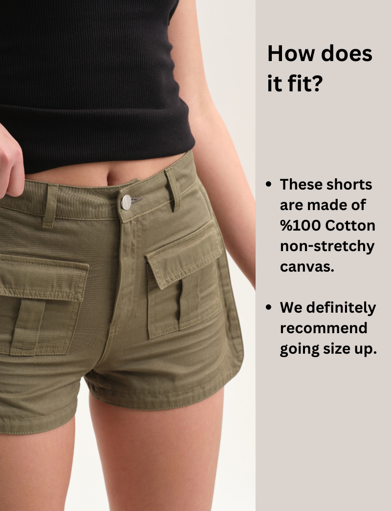Twill Shorts with Front Pockets - Khaki
