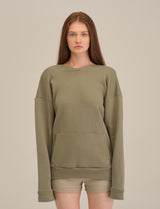 Sweatshirt with Open Back - Khaki