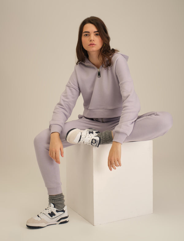 Joggers with Zip Detail - Lilac