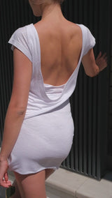 Lightweight Open Back Mini Dress - White