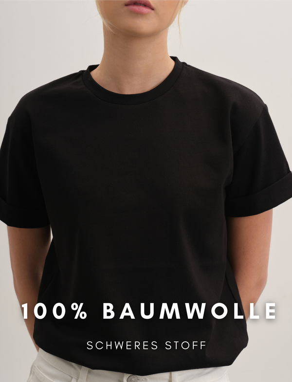 Schweres %100 Baumwolle T-shirt - Schwarz