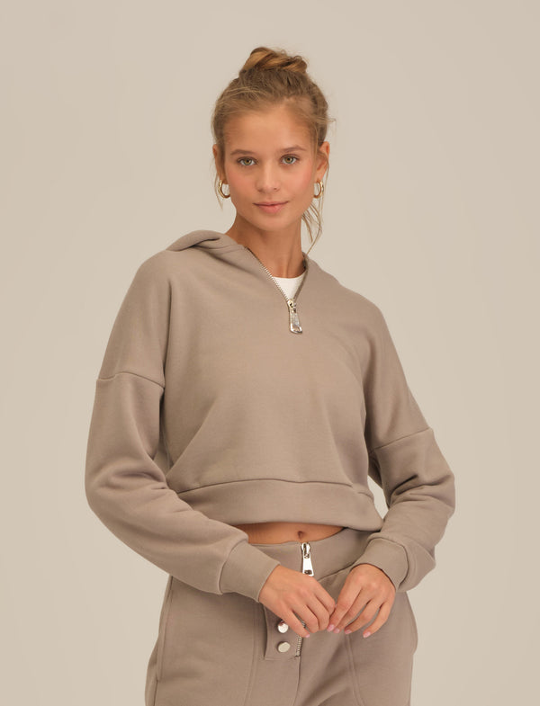 Crop Sweatshirt aus %100 Baumwollstoff