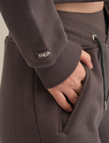Crop Sweatshirt with Zipper Detail - Dark Grey