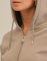 Crop Sweatshirt with Zipper Detail - Mink