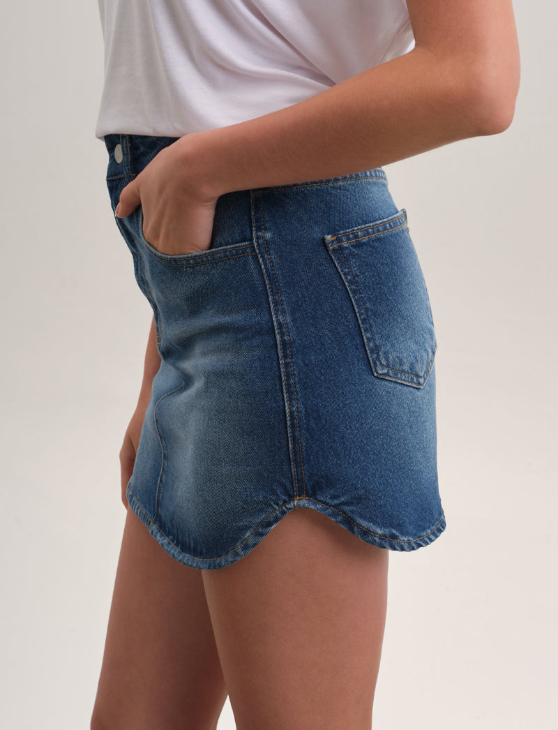 Premium %100 Cotton Mini Skirt - Dark Blue