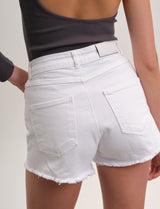 %100 Baumwolle Lockere Passform Denim Shorts - Weiß