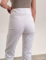 Slim Fit Trousers with Front Zip - White