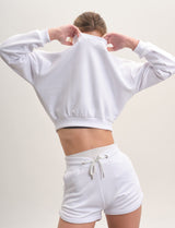French Terry Crop Sweatshirt - Weiß