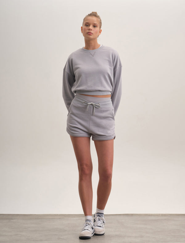 French Terry Basic Crop Sweatshirt - Grey