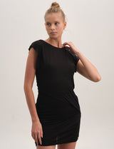 Lightweight Open Back Mini Dress - Black
