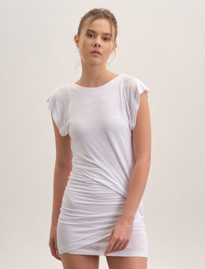 Lightweight Open Back Mini Dress - White