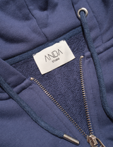 Crop Sweatshirt with Zipper Detail - Dark Blue